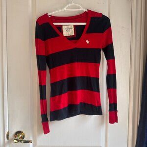 Abercrombie & Fitch striped vneck long sleeve